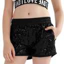 Girls Sequin Shorts High Waist Sparkly Rave Loose A Line Hot Pants (8-9 Years)