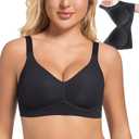 PRETTYWELL Wireless Bras for Women Molded Cup Comfort Seamless Push up No Underwire V-Neck Everyday Bra A to D Cup (Black, XXL)