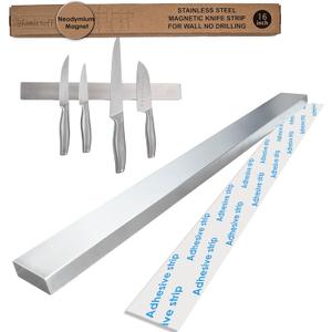 Premium Magnetic Knife Strip for Wall no Drilling  16 Inch Stainless Steel Magnetic Knife Holder with Neodymium Magnet Strong Adhesive Tape - Lightweight Kitchen Magnet Knife Bar
