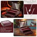 Novabright Wooden Silverware Storage Box, Silverware Chest Case with Glass Lid Flatware Organizer with Handle Felt Lined for Flatware Utensils Home Decor Gift(2 Layer)