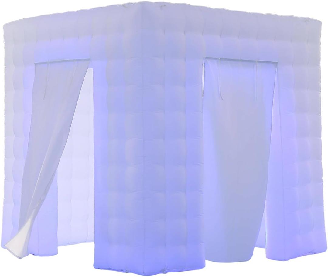 SAYOK Portable Inflatable Photo Booth Enclosure (White, Two Doors, 8.2x8.2x8.2ft), Photo Booth Tent with Air Blower and Remote Controller, Photo Booth Backdrop for Party Wedding Birthday Event