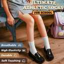 ANTSANG Kids School Athletic Sports Cotton Socks, Breathable Soft Crew Socks for Teen Girls Boys, 6 Pairs