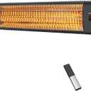 Outdoor Heater for Patio, 1500W Wall Mounted Electric Infrared Heaters for Garage, Workshop, Greenhouse, 24 Hours Timer with Remote Control, IP65 Waterproofed