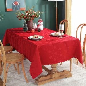 Christmas Tablecloth Rectangle, Jacquard Table Cloth Spillproof and Wrinkle Resistant with Christmas Trees for Dining Room & Holiday Decoration (Red, Rectangle/Oblong, 60" x 120" (10-12 Seats))