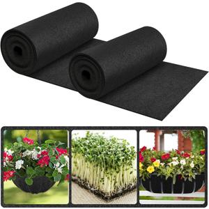 Riare 16x80 Inch Black Felt Planter Liner Roll- 2 Rolls Non-Woven Fabric Planter Liner for Outdoor Plants, Coco Liner Roll Alternative Basket Planter Liner for Planters Hanging Basket Window Box