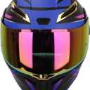 Womens Motorcycle Helmet with Bluetooth - DOT Modular Motorcycle Helmets with Dual Visor, Flip Up Full Face Purple Helmet with Speaker and Mic