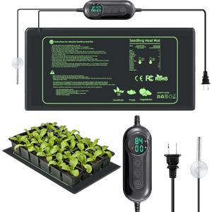 Seedling Heat Mat with Thermostat Controller, Plant Warming Mat for Indoor Growing, Seed Starting Heater Mat Temperature & Timer Set, Waterproof Heat Mat for Germination Fermentation Greenhouse