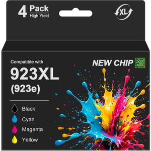 923XL 923e Ink Cartridges Combo Pack for HP Office Jet Pro 8130e 8125e for HP 923 923e 923XL HP923 Ink Cartridges Black and Color Work with HP Printers 8120e 8125e 8130e 8135e 8138e 8139e, 4 Pack