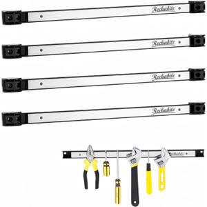 4 Pieces 18" Magnetic Tool Holder Strip, Stainless Steel Surface Tool Magnet Bar, Metal Tool Organizer Rack for Garage Organization, Easy To Install in Workshop, Mounting Screws Included