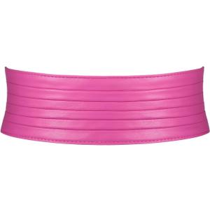 SANSTHS Women Wide Elastic Belts for Dresses Vintage Fashion Stretchy Waist Belts Ladies Cinch Belts Leather Waistband (Fit Waist Size 29-33 Inches, Rose Red)