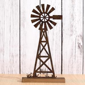 Tandefio Farmhouse Windmill Table Top 11.8 Inch Metal Rusted Vintage Desk Shelf Decor Farmhouse Kitchen Rustic Windmill Decor for Home Decorations