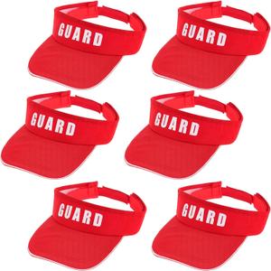 6 Pcs Lifeguard Visor Professional Guard Cap Red Sun Hat Flex Visor for Men Women Rescue Sport Pool Beach Accessories