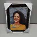 Malden International Designs Black Sleek With Silver Inside Border Picture Frame, 5x7, Black