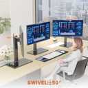 Single LCD Computer Monitor Free-Standing Desk Stand Mount Riser for 13 inch to 32 inch screen with Swivel, Height Adjustable, Rotation, Vesa Base Stand Holds One (1) Screen up to 77Lbs (HT05B-001)
