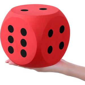 Shappy 6 Inches Foam Dice Fun Filled Large Educational Toy Kawaii Giant Dice Decorative Eva Foam Jumbo Cube Big Square Building Blocks for Game Nights Learning Sessions(Red, 2 Pcs)