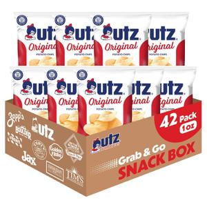 Utz Original 1 Oz Bags, 42 Count Crispy Potato Chips Made from Fresh Potatoes, Crunchy Individual Snacks to Go, Cholesterol Free, Trans-Fat Free, Gluten Free Snacks, BB Date NOV 10 2025