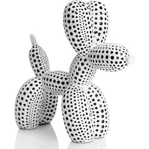 BOIHEGU Balloon Dog Statue Decor Polka Dot Dog Cool Stuff to Put on Shelves, White Balloon Dog Statue Decoration Fun Paperweight, 5 inch Versatile Color Options