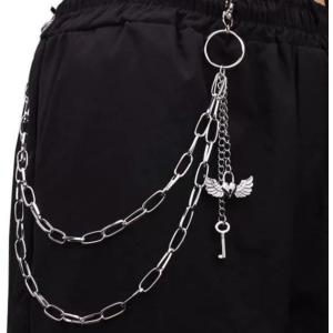 TFORESTER Gothic Wallet Chain for Men & Women - Heavy-Duty Punk Pant Chain with Lobster Clasps, Rivets, Key Clip for Biker, Rock, Hip-Hop, Jeans, Gothic Accessories-Mode 1