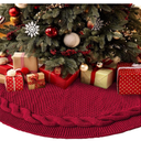 48 Inch Dark Red Knitted Christmas Maroon Tree Skirt