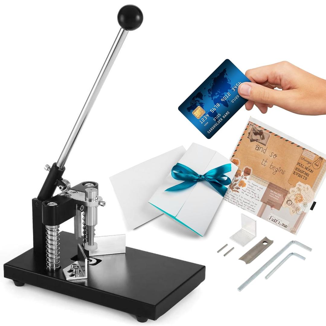 Corner Rounder Cutter Machine Black  Heavy Duty Corner Rounder R6mm R10mm 1.2/ 30mm Thickness Cutter Machine with Paper Hold Metal Commercial Punch for Plastic Metal Paper Cardstock