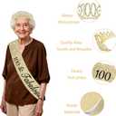 100th Birthday Decorations for Women with 100th Birthday Sash and Crown, Number Balloons, Birthday Card, Cake Topper and Candles, Happy 100 year old Female Gifts for Her, Gold