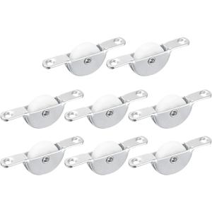 uxcell 25mm Sliding Door Nylon Pulley Furniture Roller Wheels 61mm Hole Distance for Screen Door Wardrobe Cupboard Closet, 8Pcs, White Silver Tone