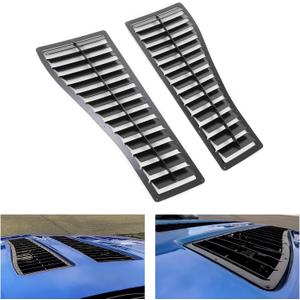 HECASA Steel Hood Louver Inserts Hood Scoop Compatible with 1985-1990 Chevy Chevrolet Camaro Z28 IROC-Z IROC Vented Heat Extractor Steel Black Powder Coated