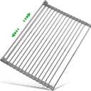 13"- 24" Roll Up Dish Drying Rack, Expandable Over The Sink Dish Drainer Drying Rack, Large Folding Collapsible Stainless Steel Foldable Over Sink Organizer for Kitchen (Small-13"x23.7")