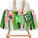 Lucky One High Chair Banner - St. Patrick's Day First Birthday Party Decorations,Clover Irish 1st Birthday Party Highchair Tutu, Clover One Theme Decor
