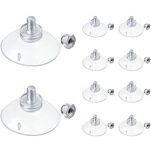 Quzzil 10 Pcs Suction Cups for Glass Window Screw Suction Pads 1.73"/44mm PVC Clear Sucker Pads with Cap Nut M6 Thread for Home Organization Bathroom Window Wall