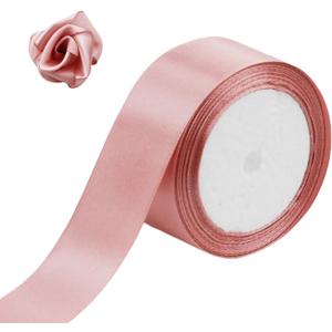 2 x 25 Yards Satin Ribbon for Gift Wrapping Floral Bouquets Party Decoration DIY Craft (Rose Pink, 1.5 Inch)