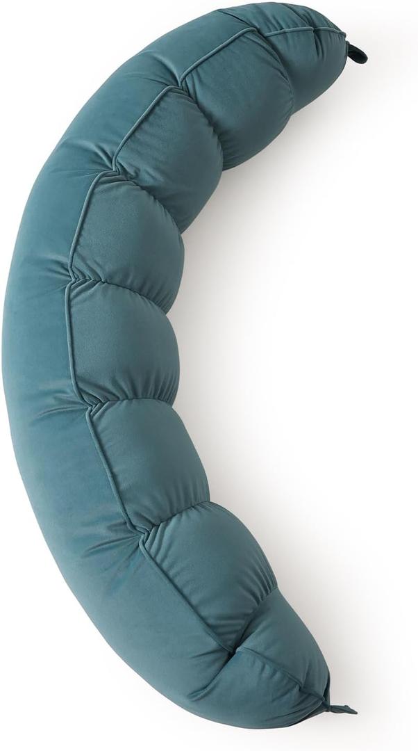 Peallow(Pat. Pend) Long Round Body Pillow for Adults, Bolster Pillow for Sleeping, Soft and Supportive Pillow for Sleeping & Lumbar Support (Slate Blue,47")