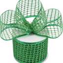 MEEDEE Emerald Green Netting Ribbon - 2.5 Inch Sparkling Glamour Netted Ribbon, Green Glitter, By 10 Yards Roll, Wired Mesh For Christmas Tree, Halloween Wreaths, Tree Toppers, Streamers, Bow