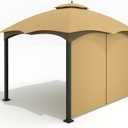 Tanxianzhe Gazebo Replacement Privacy Curtain with Zipper Outdoor Universal Privacy Panel Sidewall for 10' x 10' Gazebo (Khaki)