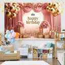 7X5Ft Birthday Backdrop Birthday Banner for Women Happy Birthday Backdrop and Birthday Banner for Women, Perfect for Photo Booth, Party Wall Decoration, and Birthday Photography