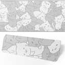 White Kawaii Cats E-Sport Mouse Pad Large Desk Mat Non-Slip Rubber Base Stitched Edge Keyboard Mouse Pad for Office Home E-Sport Computer Laptop, 31.5×11.8 Inches