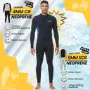 Wetsuit, 5/4mm Upgrade CR Neoprene Wetsuits for Men and Women, Ideal Thermal Wet Suit in Cold Water, Front Zip for Surfing Snorkeling Diving Swimming, Size L
