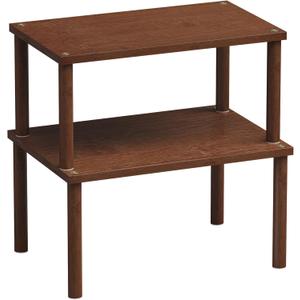 Cabinet Organizer Shelf(Set of 2),Kitchen Counter Shelves,Bamboo Spice Rack Countertop and Cabinet,Stackable Expandable,Medium(Brown) (11.8"W)