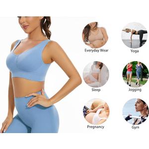Lemef 2-Pack Seamless Sports Bra Wirefree Yoga Bra with Removable Pads for Women (XXL)