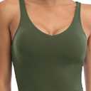 Oalka Sports Bra Womens Longline Padded Crop Tank Yoga Bras Workout Fitness Top (Green, XS)