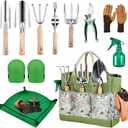 Gardening Tools 11 Pack Heavy Duty for Women with Gardening Knee Pads and Repotting Mat, Gardening Hand Tools with Floral Tote Bag, Durable Garden Supplies Kit, Ideal Gifts for Men Gardeners