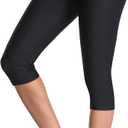 ATTRACO Swim Pants for Women High Waisted Swim Capris Swim Shorts Swimming Leggings (Large, #1 Black-shorter)