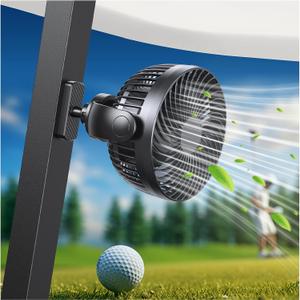 Magnetic Golf Cart Fan Rechargeable,10000mAH Battery Operated Portable Fan with 3 Speeds,30H Working Time,LED Lantern,360 Rotatable Head, Fits EZGO/Club Car/Golf Cart