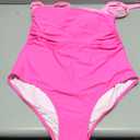 SUUKSESS Women Sexy Tummy Control One Piece Swimsuit Halter Retro Bathing Suit (Pink, XL)