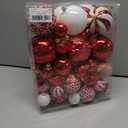 Christmas Ball Ornaments Set Assorted Shatterproof Ornaments 63 PCS Shaped Styles Xmas Tree Holiday Decorative,Red