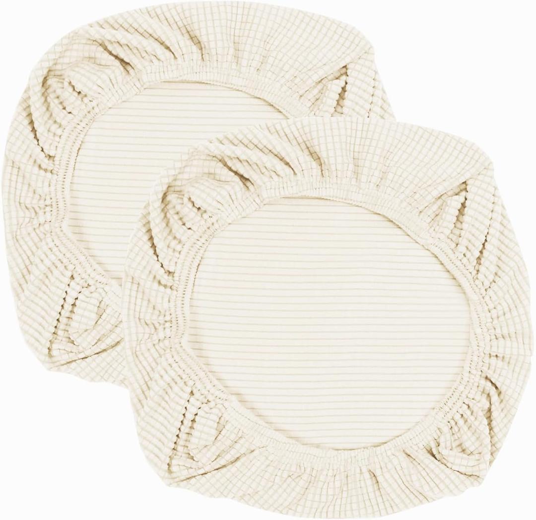 Yikko Soft Stretch Spandex Jacquard Slipcovers, Corn Grain Texture Chair Slipcovers fit for Office, Dining Room, Bar, Wedding Chair Seat Cushions, Washable Removable Home Decor (2, Beige)