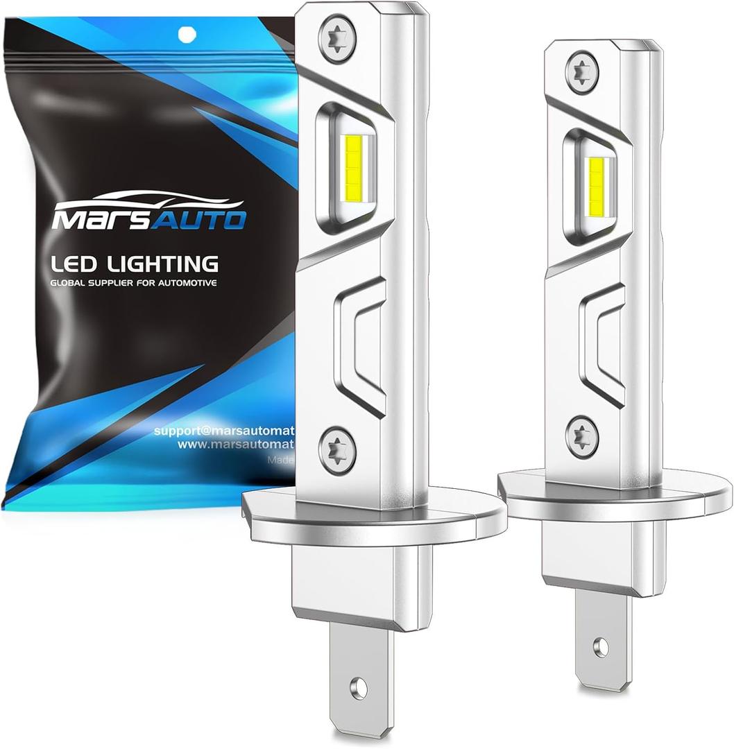Marsauto H1 Fog Light Bulb, 800% Brightness H1 Fog Lights, 6500K White No Adapter Required, Upgraded 1:1 Mini Size Led Chips Fog Bulb for Car, Truck, SUV, Pack of 2