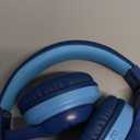 iClever BTH12 Kids Bluetooth Headphones,Colorful LED Lights Kids Headphones Wireless,74/85dBA Safe Volume,85H Playtime,Fast Charging,Bluetooth 5.2,Over Ear,Built-in Mic for iPad/Tablet/Airplane,Blue