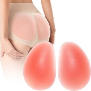 1 Pair Silicone Butt Lift Pads,Women Fake Buttocks Enhancers Inserts Removable Padding for Padded (0.78in Thickness, Pink)