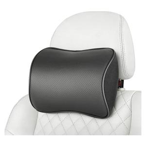 Aukee Car Headrest Pillow Memory Foam Car Neck Pillow with Adjustable Strap Soft Leather Headrest for Driving Home Office Black (1PC)